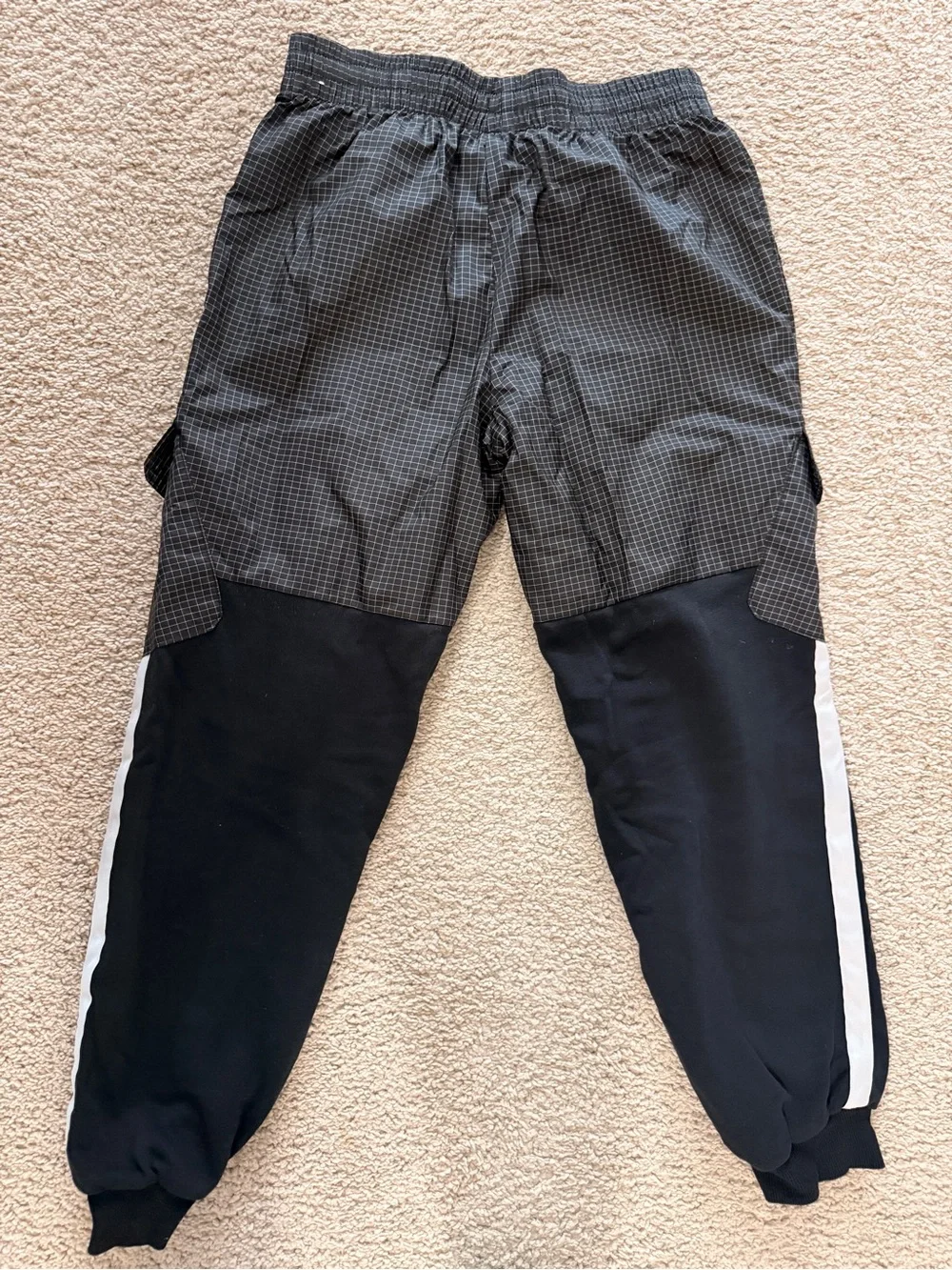 Nike Kids Black & Gray Cargo Joggers with White Swoosh